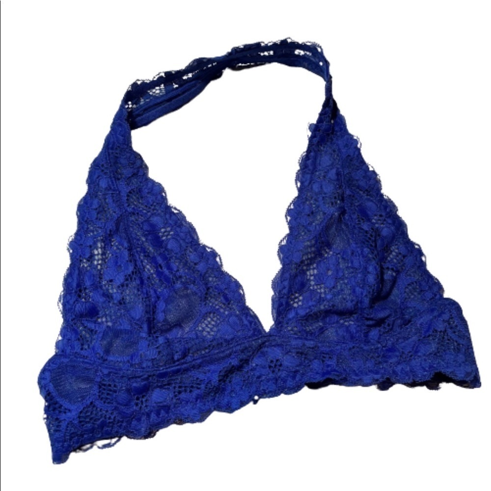 FREE PEOPLE Intimates Everyday Bralette Blue Nylon Size Small